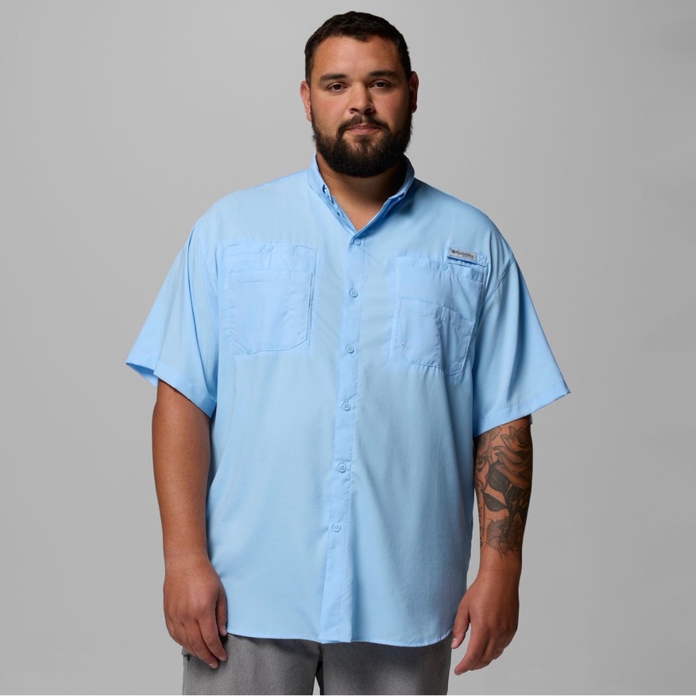 Columbia Light Blue Short-Sleeve Fishing Shirt